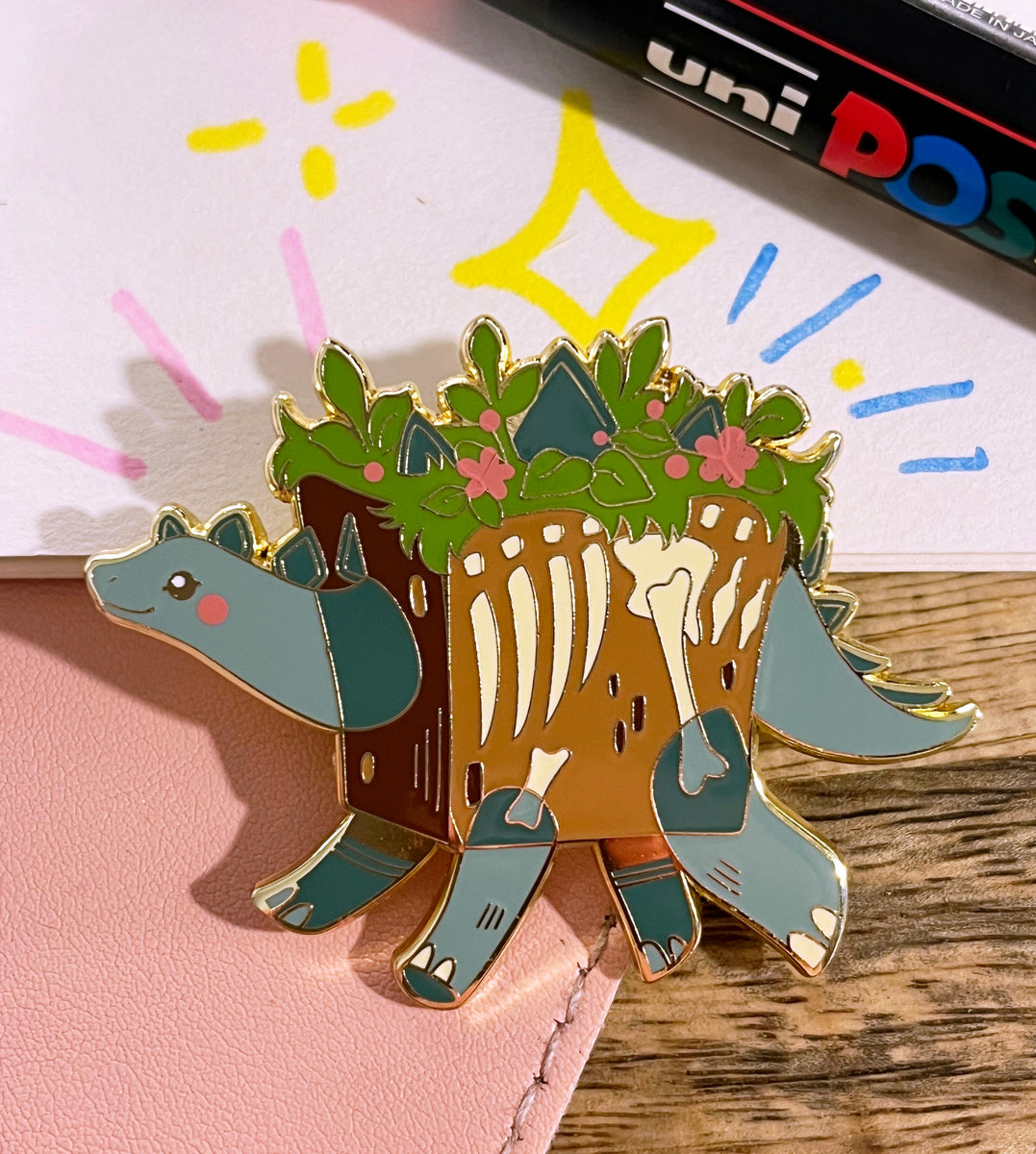 Dino Cube Enamel Pin – Feefal